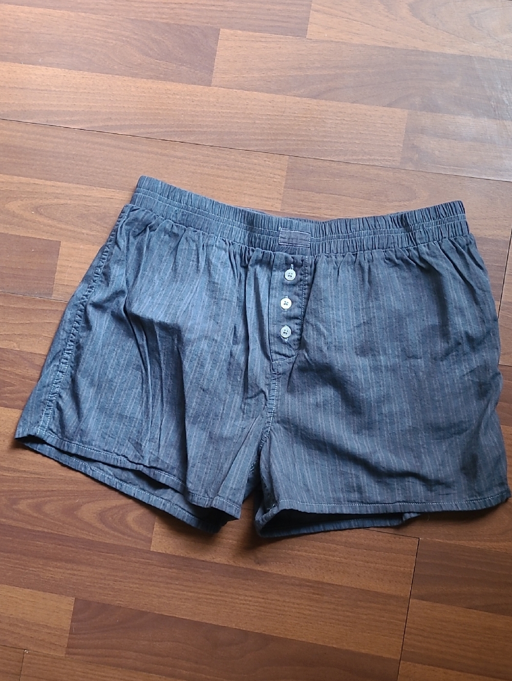 Women’s Gray Pinstripe Lounge Boxer Style Shorts